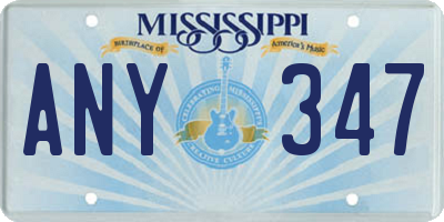 MS license plate ANY347