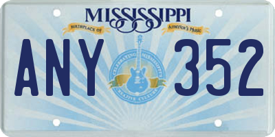 MS license plate ANY352