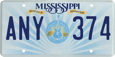 MS license plate ANY374