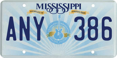 MS license plate ANY386