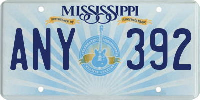 MS license plate ANY392