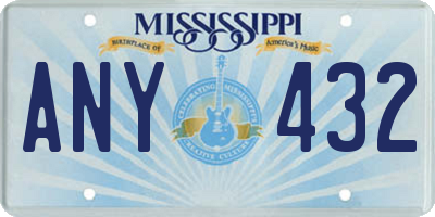 MS license plate ANY432