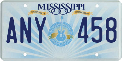 MS license plate ANY458