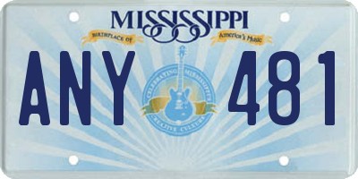 MS license plate ANY481