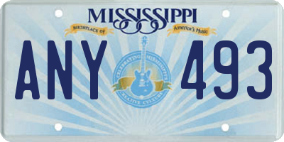 MS license plate ANY493