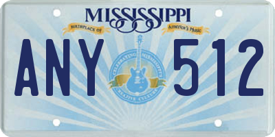 MS license plate ANY512