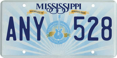 MS license plate ANY528