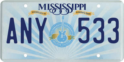 MS license plate ANY533
