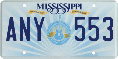 MS license plate ANY553