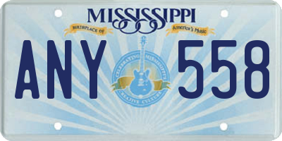 MS license plate ANY558