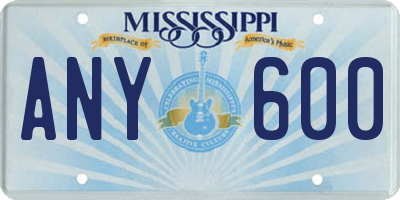 MS license plate ANY600
