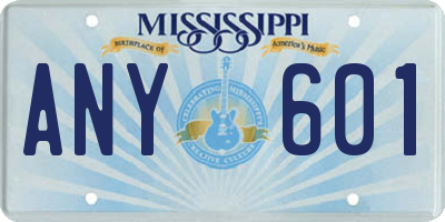 MS license plate ANY601