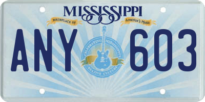 MS license plate ANY603