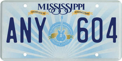 MS license plate ANY604