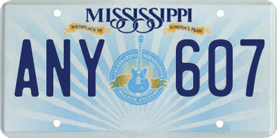 MS license plate ANY607