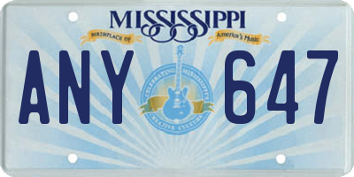 MS license plate ANY647