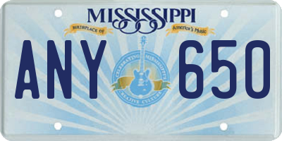MS license plate ANY650