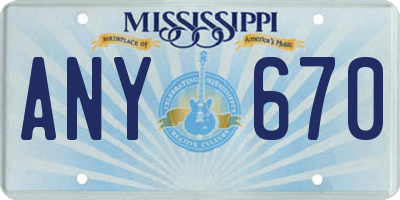 MS license plate ANY670