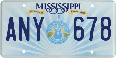 MS license plate ANY678