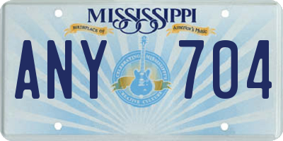 MS license plate ANY704