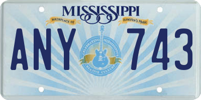 MS license plate ANY743