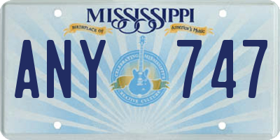 MS license plate ANY747