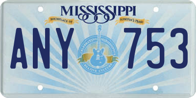 MS license plate ANY753