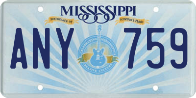 MS license plate ANY759