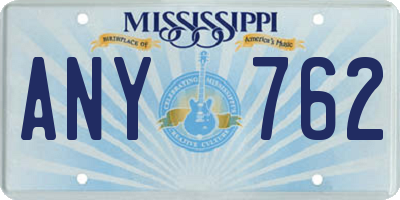 MS license plate ANY762