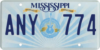 MS license plate ANY774