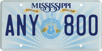 MS license plate ANY800
