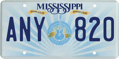 MS license plate ANY820