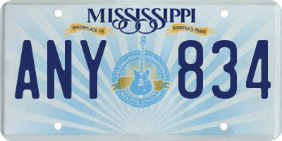 MS license plate ANY834