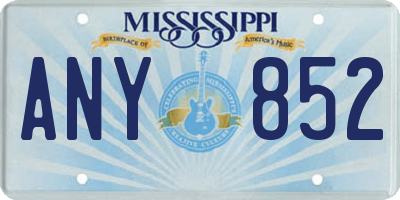 MS license plate ANY852