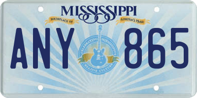 MS license plate ANY865