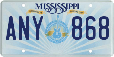 MS license plate ANY868