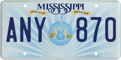 MS license plate ANY870