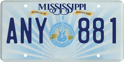MS license plate ANY881