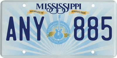 MS license plate ANY885