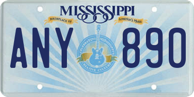 MS license plate ANY890