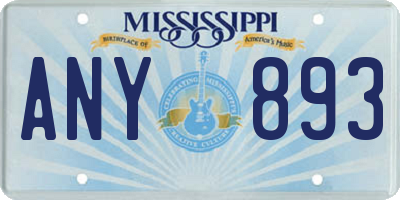 MS license plate ANY893