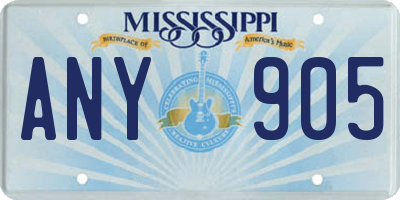 MS license plate ANY905