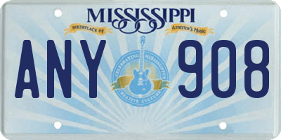 MS license plate ANY908