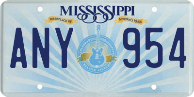 MS license plate ANY954