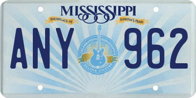 MS license plate ANY962