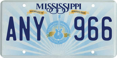 MS license plate ANY966