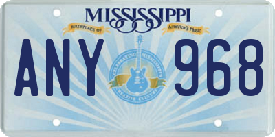 MS license plate ANY968