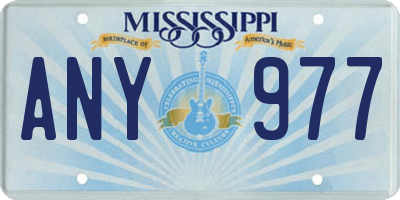 MS license plate ANY977