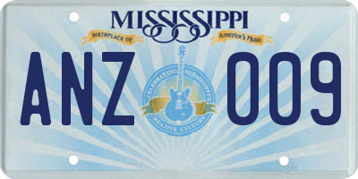 MS license plate ANZ009