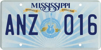 MS license plate ANZ016